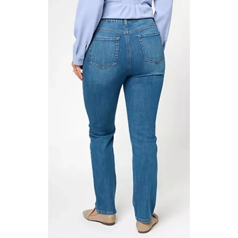 Denim Co Womens High Rise Straight Leg Jeans Medium Wash Blue Size 8 8188-084257